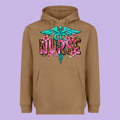Floral Nurse Heavyweight Hoodie Designed By Adodesignshop