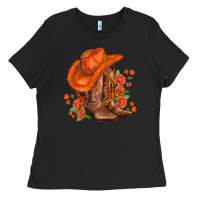 Black orange  cowgirl  and roses Ladies Tee - AdoDesignShop