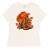 Orange  Cowgirl  And Roses Ladies Tee | Teevron