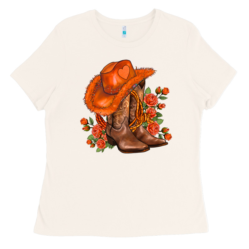 Orange  Cowgirl  And Roses Ladies Tee by AdoDesignShop | Teevron