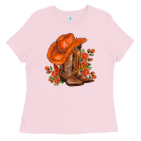 Bubblegum Pink orange  cowgirl  and roses Ladies Tee - AdoDesignShop