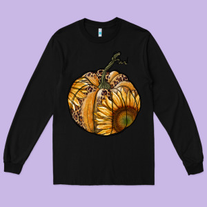 Sunflower Pumpkin Long Sleeve Tee Designed By Ranaportraitstore