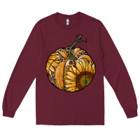 Burgundy sunflower pumpkin Long Sleeve Tee - RanaPortraitStore