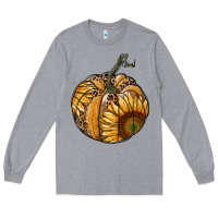 Heather Grey sunflower pumpkin Long Sleeve Tee - RanaPortraitStore