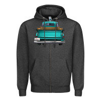 Charcoal Heather western truck back view 2 Zipper Hoodie - FaDigitalArtStudio
