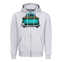 Heather Grey western truck back view 2 Zipper Hoodie - FaDigitalArtStudio
