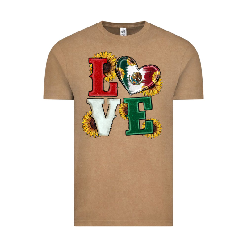 Mexican Flag With Sunflowers Love Vintage Tee by RanaPortraitStore | Teevron