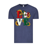 Vintage Denim Mexican Flag With Sunflowers Love Vintage Tee - RanaPortraitStore