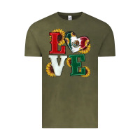 Vintage Olive Mexican Flag With Sunflowers Love Vintage Tee - RanaPortraitStore