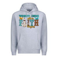 Heather Grey worry ends when faith begins Premium Hoodie - NancyCooperArtShop