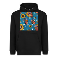 Black 4th of july sunflowers hotdog seamless pattern Heavyweight Hoodie - BundleAndBundleShop