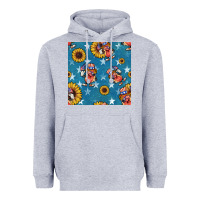 Heather Grey 4th of july sunflowers hotdog seamless pattern Heavyweight Hoodie - BundleAndBundleShop