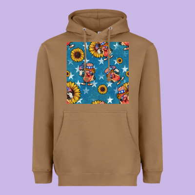4th Of July Sunflowers Hotdog Seamless Pattern Heavyweight Hoodie Designed By Bundleandbundleshop