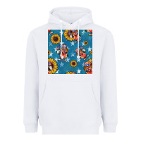 White 4th of july sunflowers hotdog seamless pattern Heavyweight Hoodie - BundleAndBundleShop
