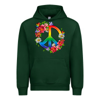 Forest Green Peace Pride LGBTQ+ And Flowers Urban Hoodie - BundleAndBundleShop