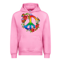 Fuchsia Pink Peace Pride LGBTQ+ And Flowers Urban Hoodie - BundleAndBundleShop