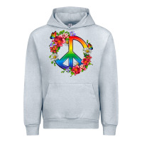 Heather Grey Peace Pride LGBTQ+ And Flowers Urban Hoodie - BundleAndBundleShop