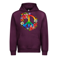 Mauve Wine Peace Pride LGBTQ+ And Flowers Urban Hoodie - BundleAndBundleShop