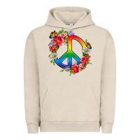 Pigment French Oak Peace Pride LGBTQ+ And Flowers Urban Hoodie - BundleAndBundleShop