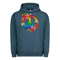 Pigment Midnight Navy Peace Pride LGBTQ+ And Flowers Urban Hoodie - BundleAndBundleShop