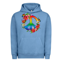 Pigment Pebble Blue Peace Pride LGBTQ+ And Flowers Urban Hoodie - BundleAndBundleShop