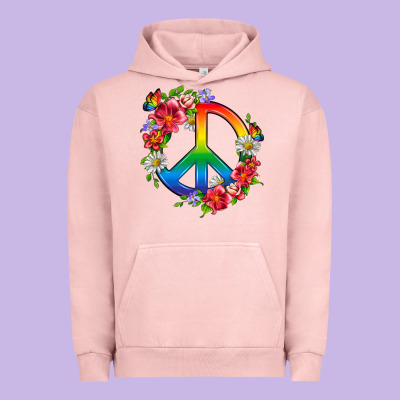 Peace Pride Lgbtq+ And Flowers Urban Hoodie Designed By Bundleandbundleshop