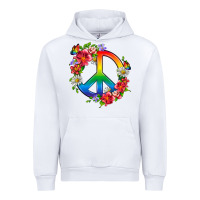 White Peace Pride LGBTQ+ And Flowers Urban Hoodie - BundleAndBundleShop