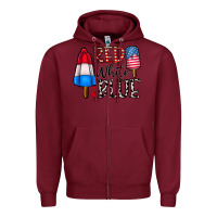 Burgundy red white blue Zipper Hoodie - CowhideDigitalArt