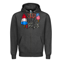 Charcoal Heather red white blue Zipper Hoodie - CowhideDigitalArt