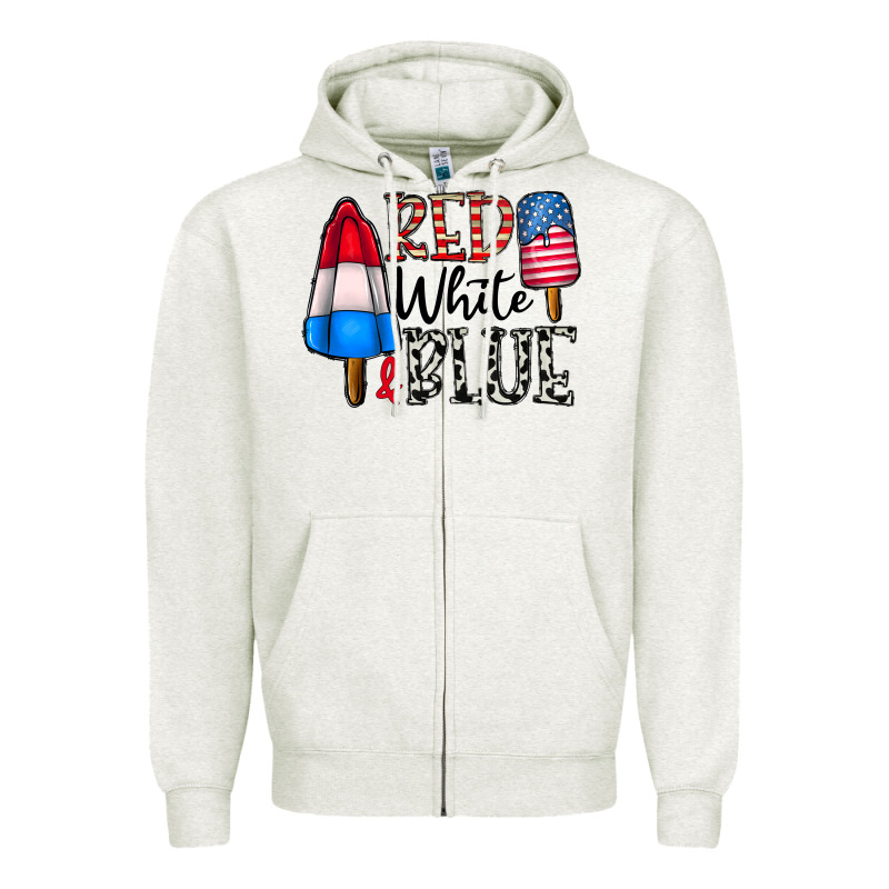 Red White Blue Zipper Hoodie by CowhideDigitalArt | Teevron