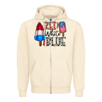 Sandshell red white blue Zipper Hoodie - CowhideDigitalArt