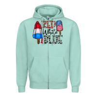 Seafoam red white blue Zipper Hoodie - CowhideDigitalArt