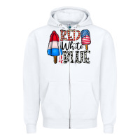 White red white blue Zipper Hoodie - CowhideDigitalArt