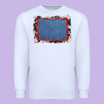 Cowhide Bandana Denim Background Premium Sweatshirt Designed By Adodesignshop