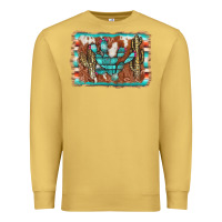 Antique Gold cactus cowhide serape Premium Sweatshirt - AdoDesignShop