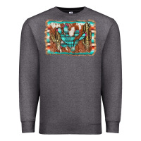 Charcoal Heather cactus cowhide serape Premium Sweatshirt - AdoDesignShop