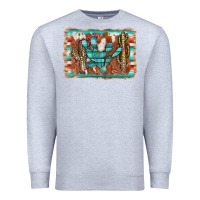 Heather Grey cactus cowhide serape Premium Sweatshirt - AdoDesignShop