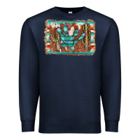 Navy cactus cowhide serape Premium Sweatshirt - AdoDesignShop