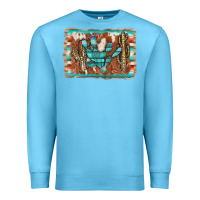Ocean Blue cactus cowhide serape Premium Sweatshirt - AdoDesignShop