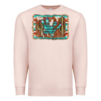 Pale Pink cactus cowhide serape Premium Sweatshirt - AdoDesignShop