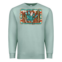 Seafoam cactus cowhide serape Premium Sweatshirt - AdoDesignShop