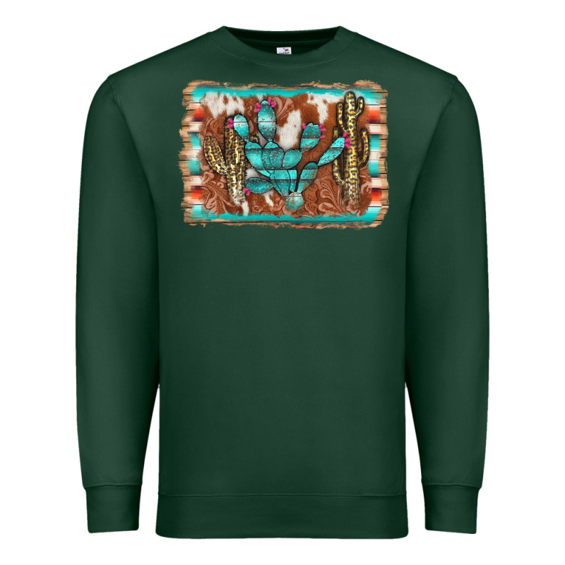 Cactus Cowhide Serape Premium Sweatshirt by AdoDesignShop | Teevron