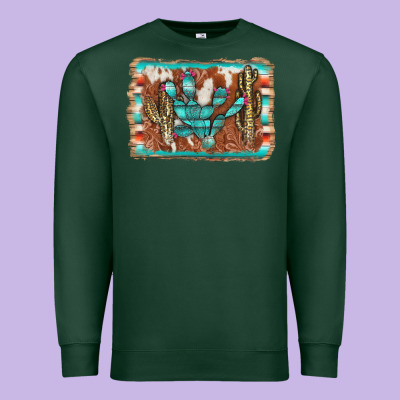 Cactus Cowhide Serape Premium Sweatshirt Designed By Adodesignshop