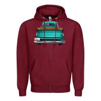 Burgundy western truck back view Zipper Hoodie - FaDigitalArtStudio
