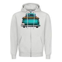 Dove Grey western truck back view Zipper Hoodie - FaDigitalArtStudio