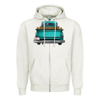 Oatmeal Heather western truck back view Zipper Hoodie - FaDigitalArtStudio