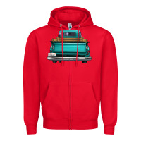 Red western truck back view Zipper Hoodie - FaDigitalArtStudio