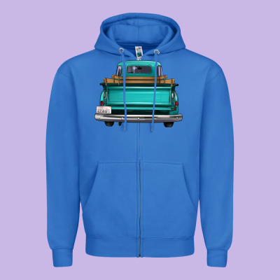 Western Truck Back View Zipper Hoodie Designed By Fadigitalartstudio