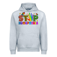 Heather Grey Western Stop Homophobia Urban Hoodie - BundleAndBundleShop