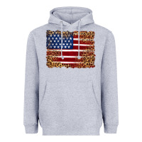 Heather Grey american flag and leopard Heavyweight Hoodie - Artiststas
